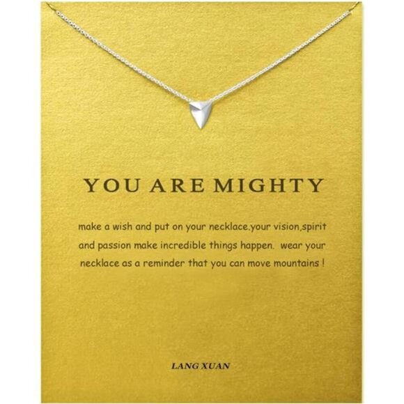 Triangle Pendant Necklace – “You Are Mighty” Empowerment Jewelry Minimalist - Picture 1 of 6